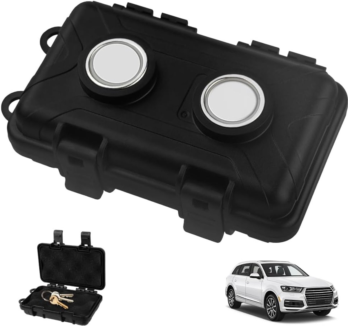Sleutelkastje - Magnetisch sleutelkastje - Sleutelkastje Auto - Sleutelverstopplaats - Opbergen Sleutel - Sleutelverstopplaats onder Auto - Compact - Voor Geheim Doosje Vrachtwagen, Caravan, Auto - Zwart