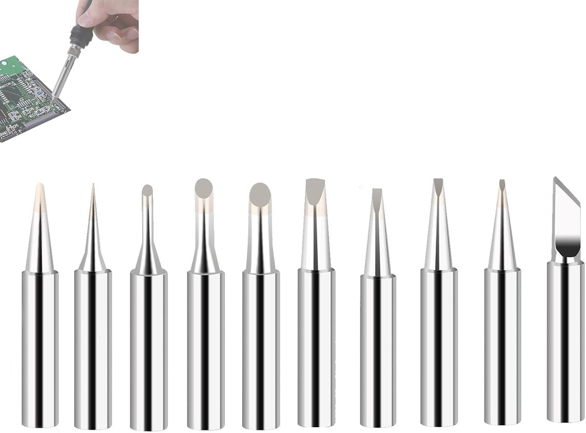 Punten, 10 stuks, 900 m, vervangende soldeerboutset voor 936 Hakko, Radio Shack, TENMA, ATTEN, Quick, Aoyue, soldeerstation Yihua, zilver