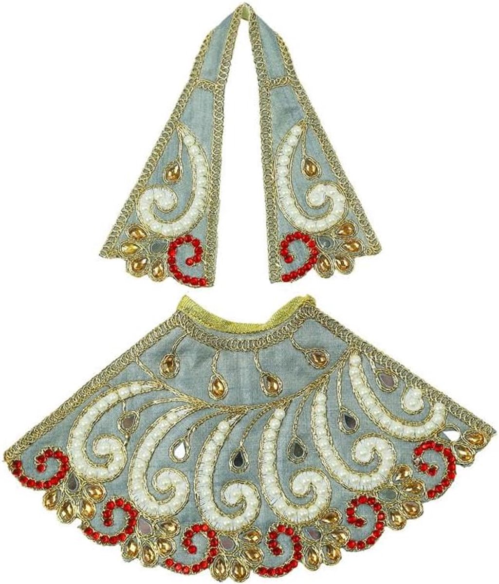 Laxmi Durga Devi MATA Dress poshak vastra Cloth lehanga Chunari Puja Item for Idol Statue Home Decor Indian Traditional Festival Laxmi poojan Navratri Decorations Decor (Size:- 5")(Gray)