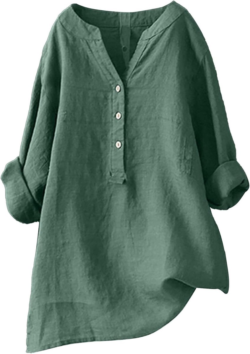 Lange blouse zomer, knoopsluiting, katoen, luchtig