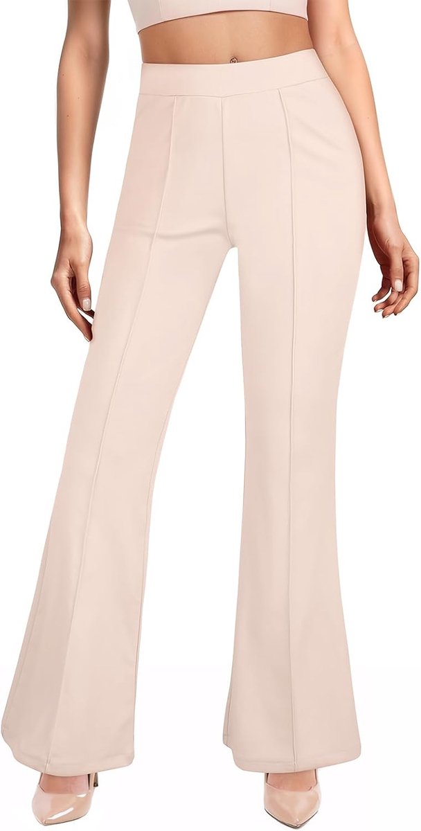 Stretch broek voor dames, hoge taille, flared legging, brede pijpen, yogabroek, dames, wijde pijpen, stoffen broek, dames, elegant