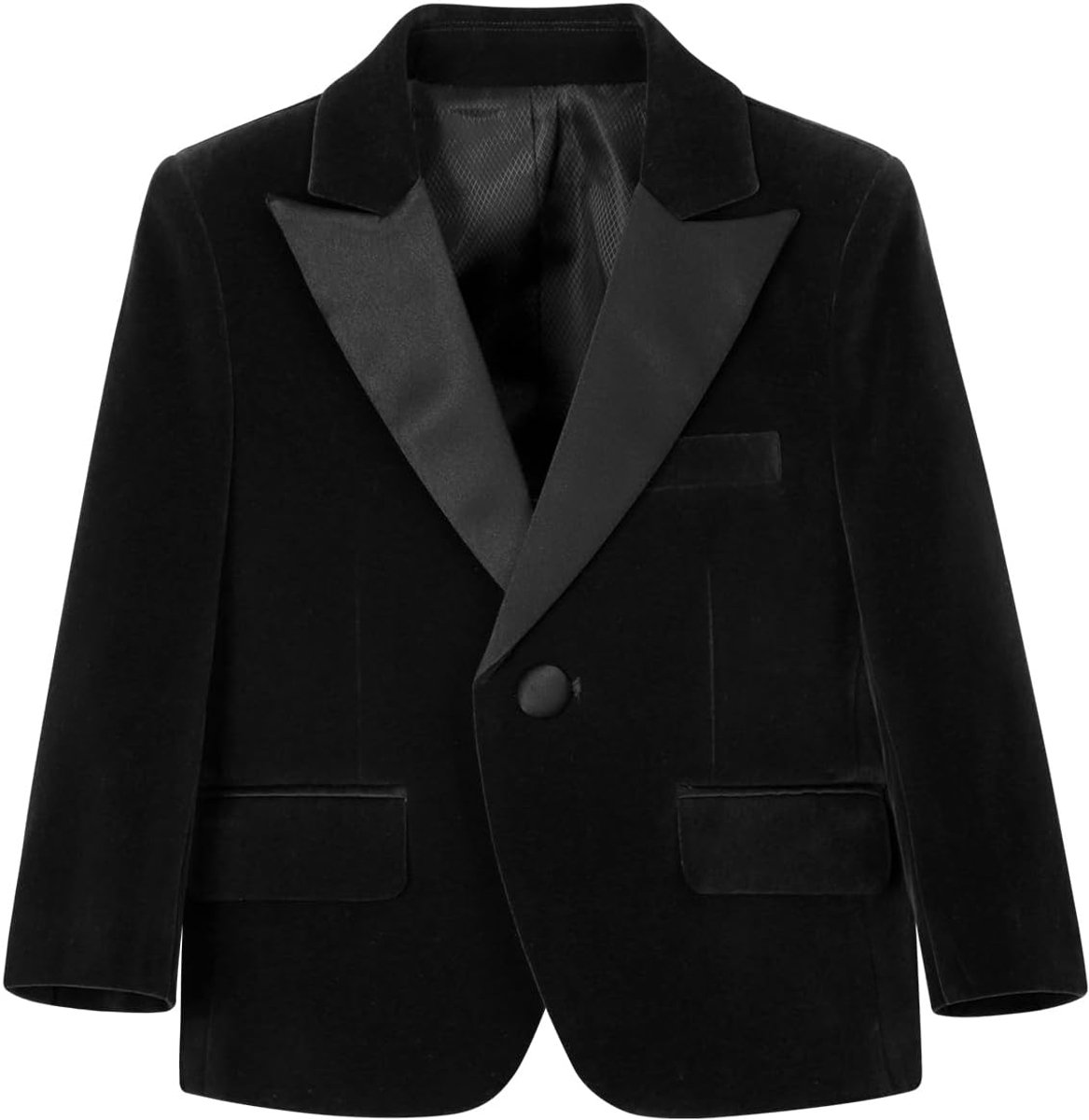mintgreen Blazer voor jongens, slim fit fluwelen smokingjack met één knop, 7-14 jaar