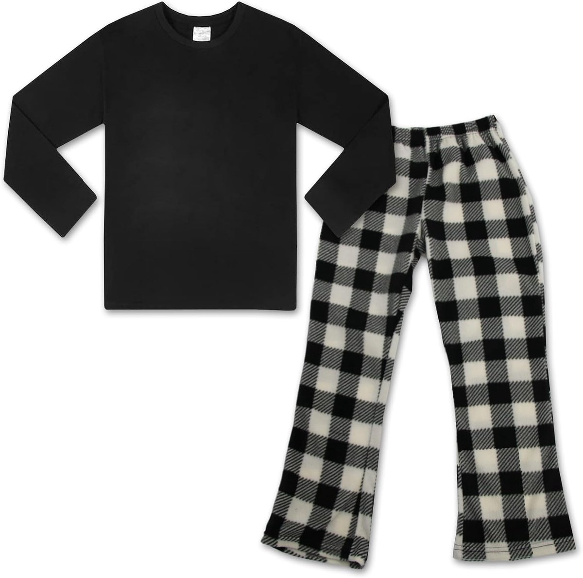 Kinderpyjama's voor meisjes, lange mouwen, winter, geruit, pyjamaset, tieners, fleece, tweedelig, nachtkleding, Kerstmis, pyjama, maat 7-13 jaar