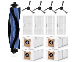 Robotstofzuiger Accessoireset 13 Stuks - Geschikt voor Eufy C10 - 1 Hoofdborstel, 4 Zijborstels, 4 Filters & 4 Stofzakken