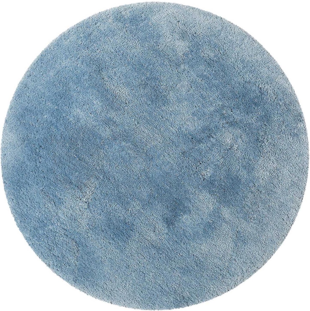 Living Porto Azzurro Badmat, behaaglijke pluizige zachte pool, antislip en wasbaar, 90 cm rond, blauw