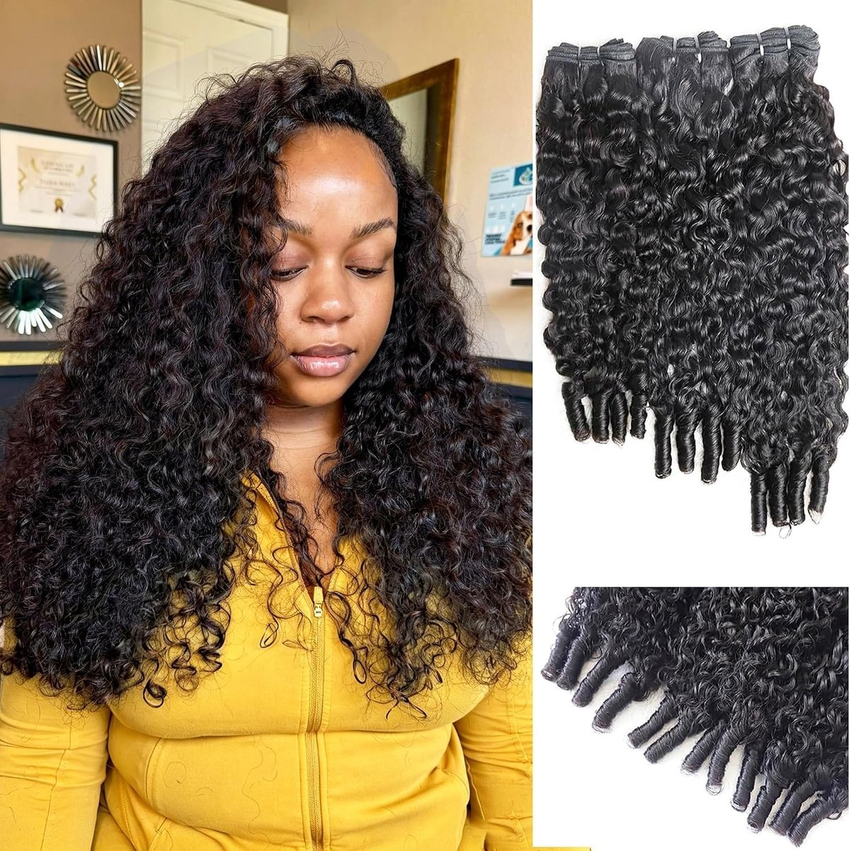 100% Virgin Human Hair Burmese Kinky Curly Bundles, Double Weft, High-Density, No Tangling No Shedding, Dyeable and Bleachable 14 16 18 inch