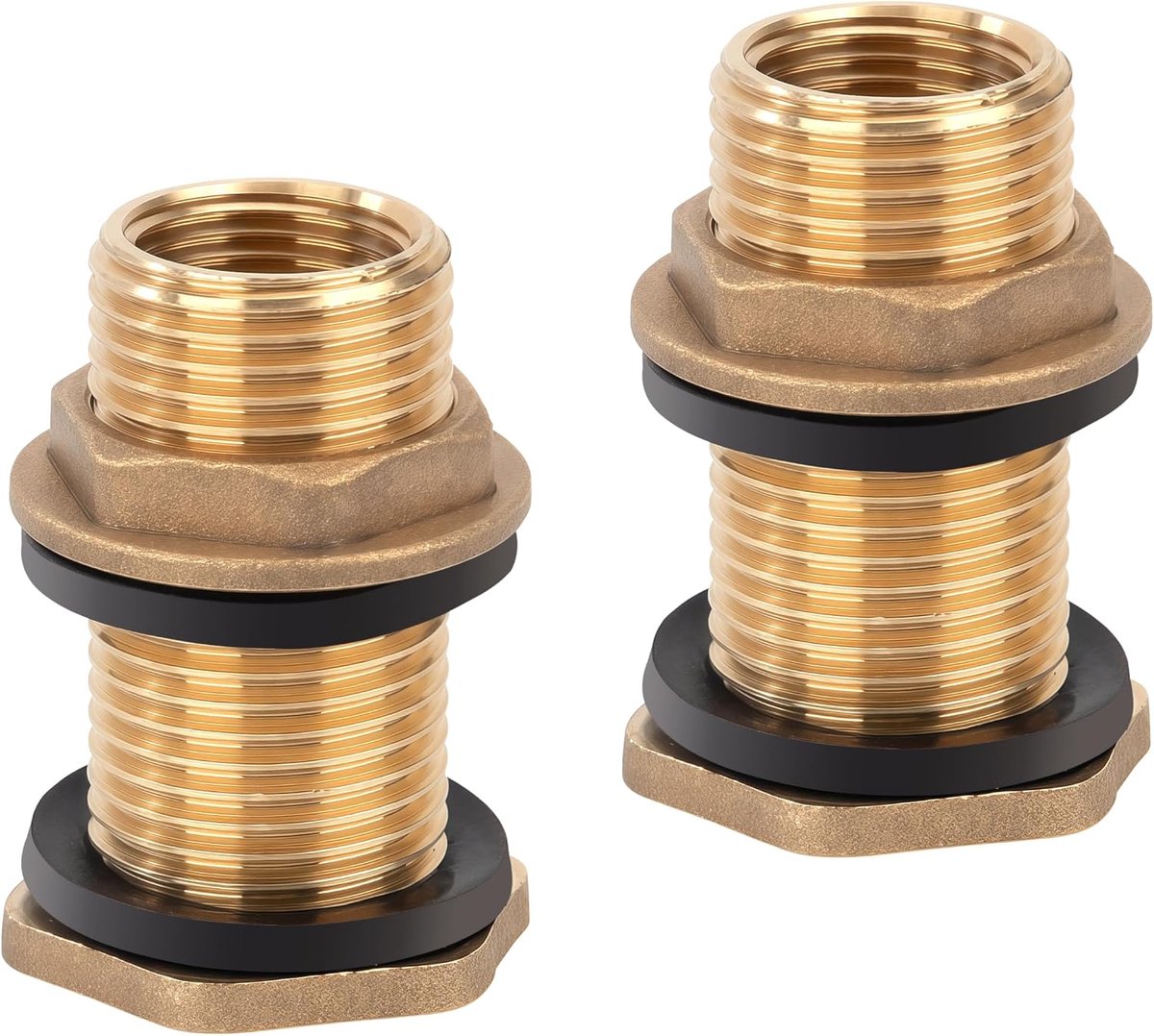 2 stuks messing watertank met buitendraad 1,27 cm x 3/8 inch binnendraad, waterslangaansluiting voor kraan, vat, tanks