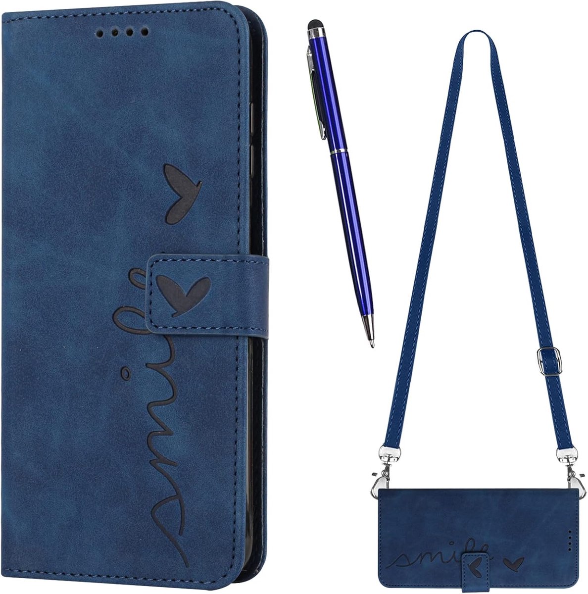 Telefoonhoesje met verstelbaar, compatibel met Samsung Galaxy S9 Plus, premium PU-leren klaphoes, kaartsleuven, portemonnee, standaard, beschermhoes, blauw