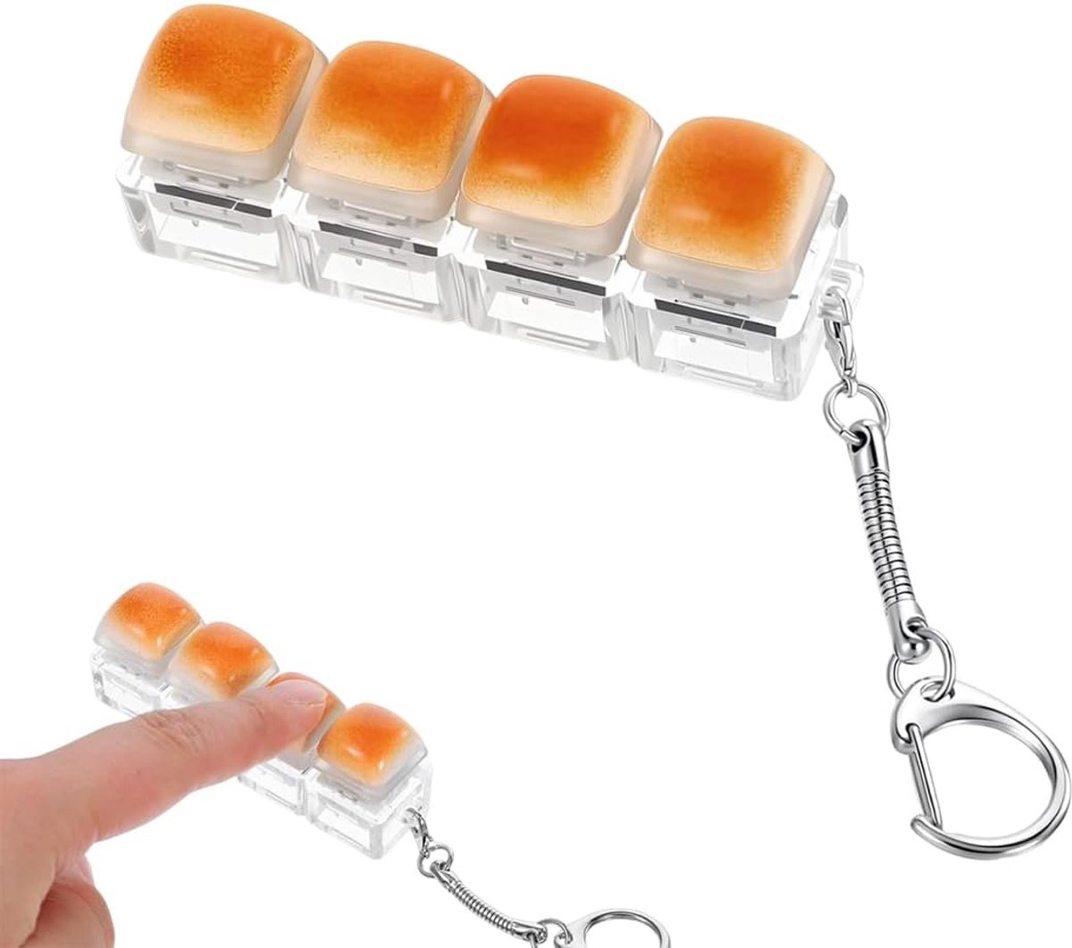 Toetsenbord voor volwassenen, draagbaar fidget speelgoed met bevredigende klik met karamelbroodvorm, onmiddellijke decompressie op kantoor, thuis of transport (A)