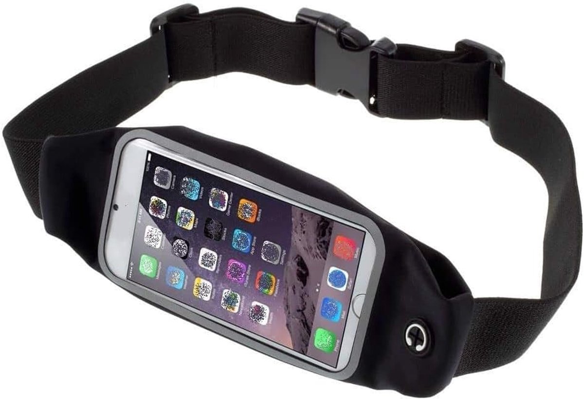 Belt Bag Reflective with Touch Screen voor Running Walking Hiking Jogging Waist Pack Waterproof Fanny Pack Pouch voor Meizu 17 Pro (2020) - Black