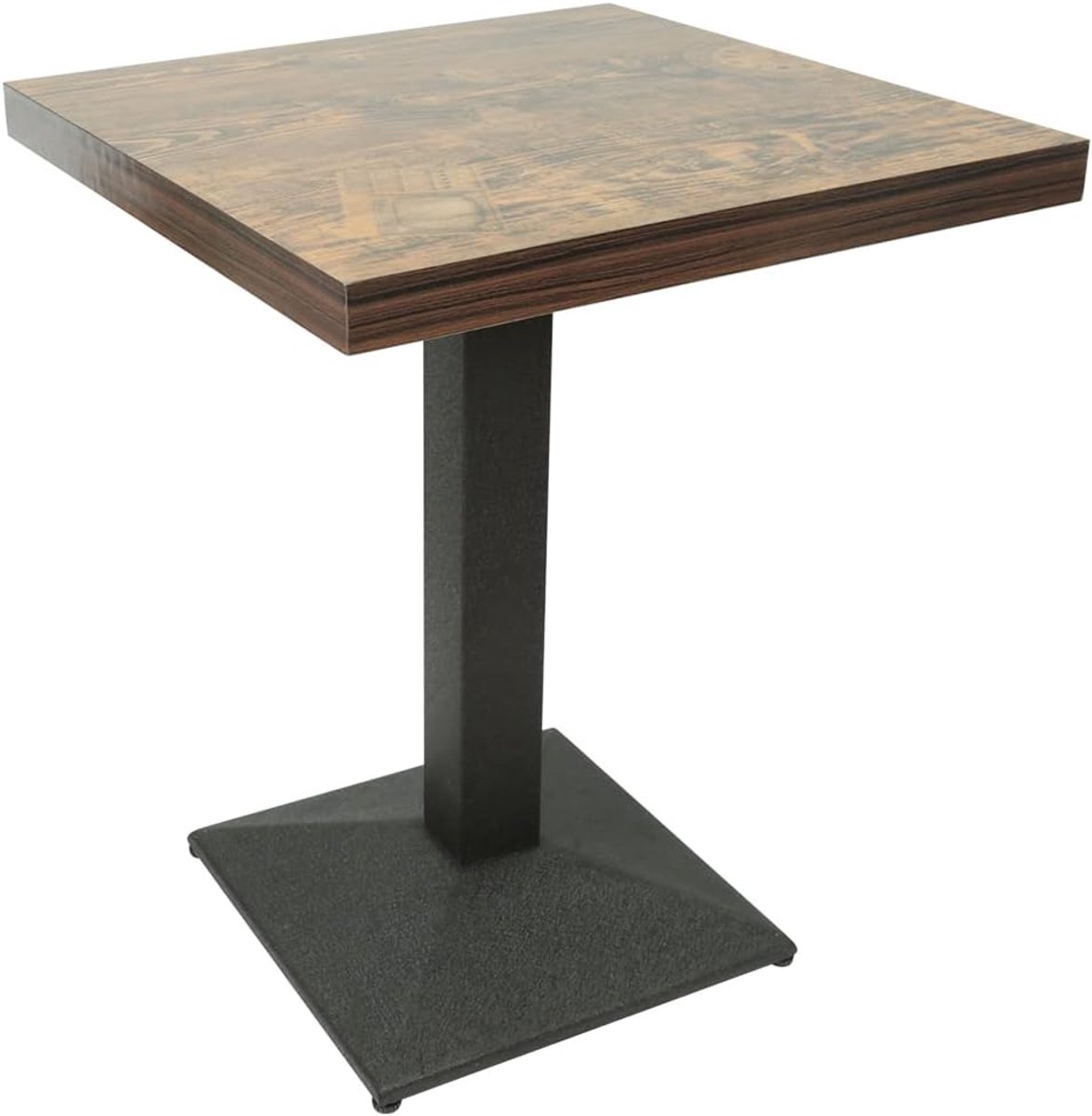 Eettafel, keukentafel, kleine eetkamertafel met houten plaat, vierkante eiken tafel, met metalen poten, voor woonkamer, balkon, eetkamer, 60 x 60 x 75 cm (klok)