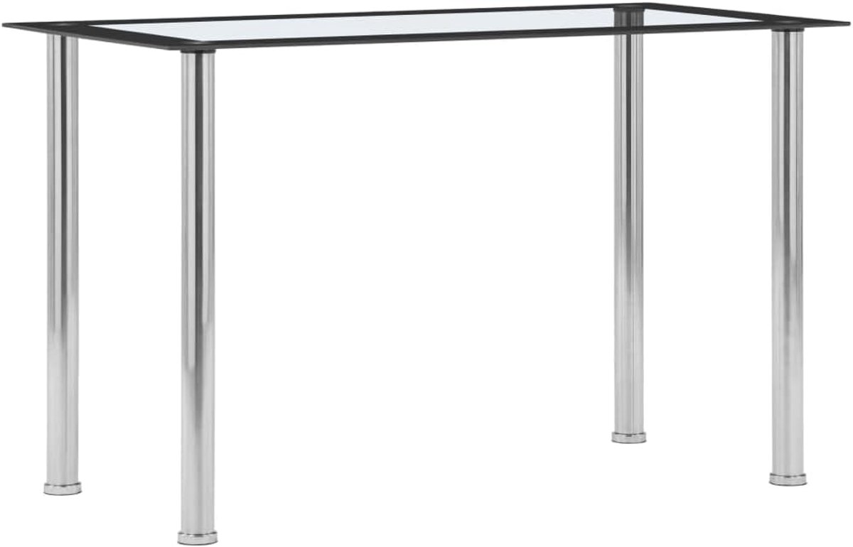Eettafel zwart en transparant gezinnen eettafel eetkamermeubel voor woonkamer 120 x 60 x 75 cm gehard glas