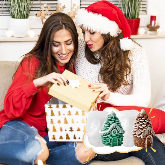 Vormen, kaarsen Kerstmis, dennenappelhuis, kaarsvormen om zelf te gieten, kerstkaarsen zelf maken, kaarsgietvormen met lonten en knutselgereedschap voor kerstdecoraties — afbeelding 5