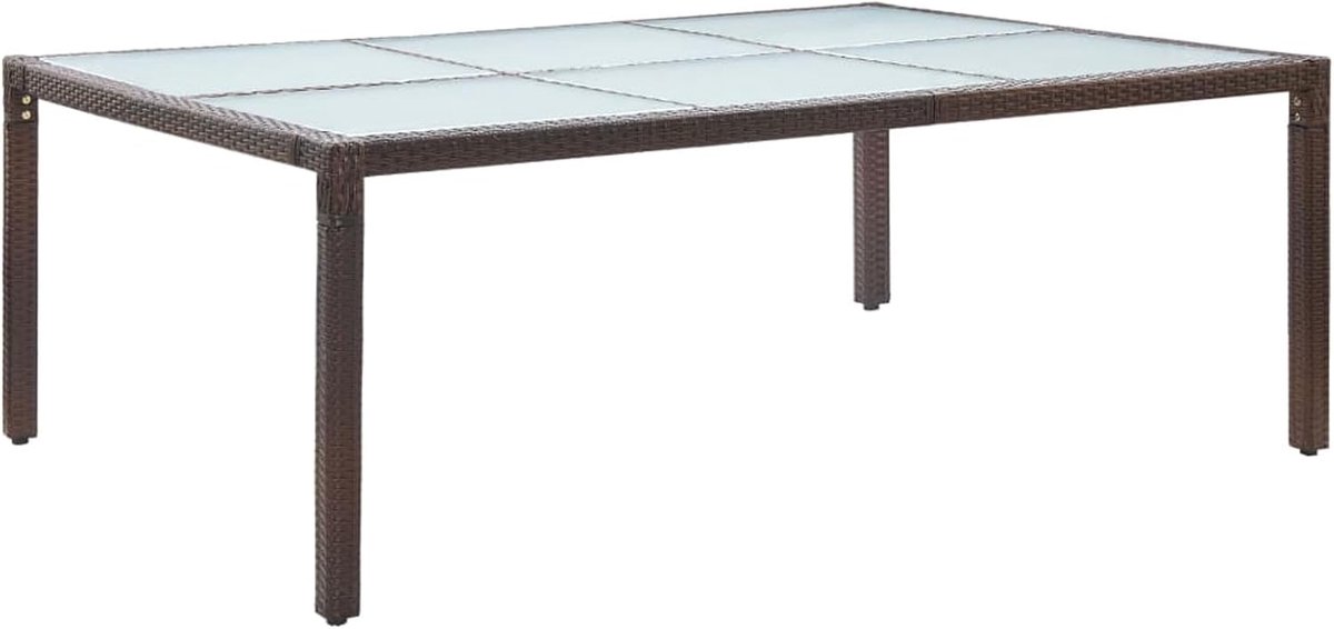 Tuintafel, bruin, 200 x 150 x 74 cm, polyrotan, tuintafel, balkontafel, eettafel voor terrassen, camping, spontane tuinfeesten, 46128