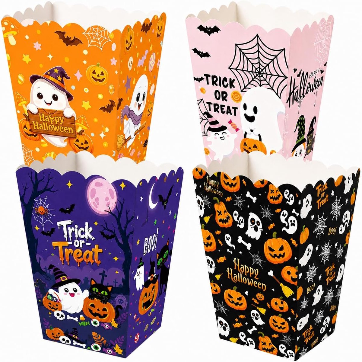 Halloween 24 stuks van papier met 4 griezelmotieven