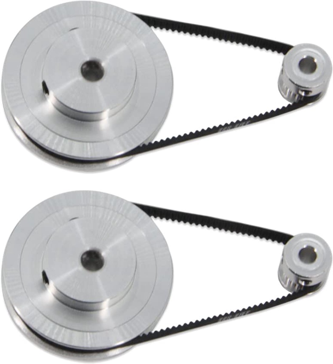 2Kit 2GT Synchrone Wiel 20 & 80 Tanden 6.35mm Boring Aluminium Timing Katrol met 2 stks Lengte 250mm Breedte 6mm Riem (20-80T-6.35B-6)