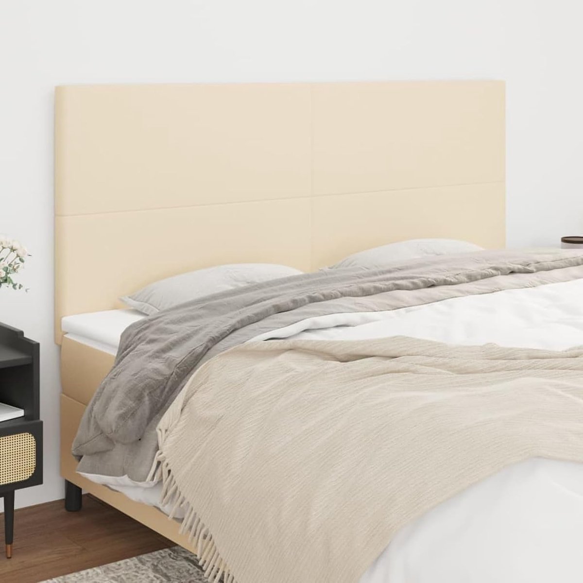 Hoofdbord 4 stuks. Crème 90x5x78/88 cm stof, Gestoffeerd hoofdeinde Bedhoofdeinde voor Slaapkamer Hotel Volwassenen Kinderen 3116071