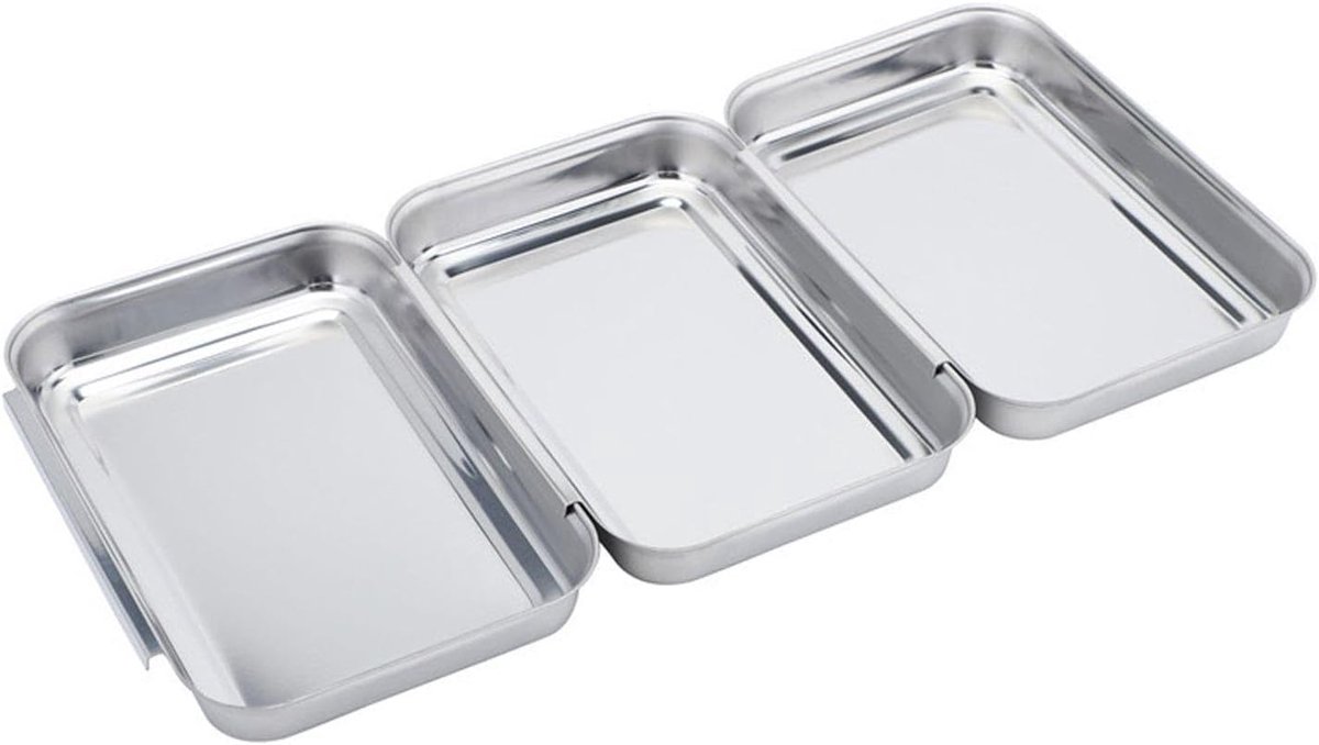 3-delige bordenset, platte rechthoekige borden, platte borden van roestvrij staal, keukenaccessoires, bakgerei, multifunctionele platte borden