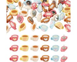 50 Stuks Hars Push Pins Koffie Cup Tekening Pin Hars Hart Koffie Thumbtacks Kaart Tacks Voor Kurk Board Bulletin Board Foto Muur Kaart School Kantoor
