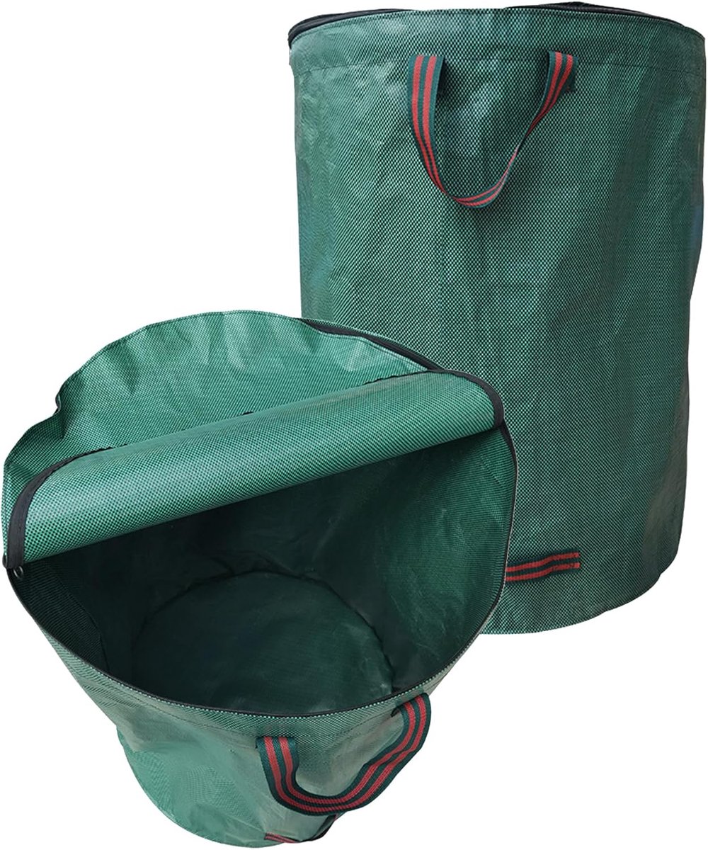 Dailygoods- Tuinafvalzakken 120 Liter - Waterdichte Tuinzakken - Opvouwbare Gartenzakken - Herbruikbare Laubzakken - 2 Stuks - Met Deksel/Ritssluiting