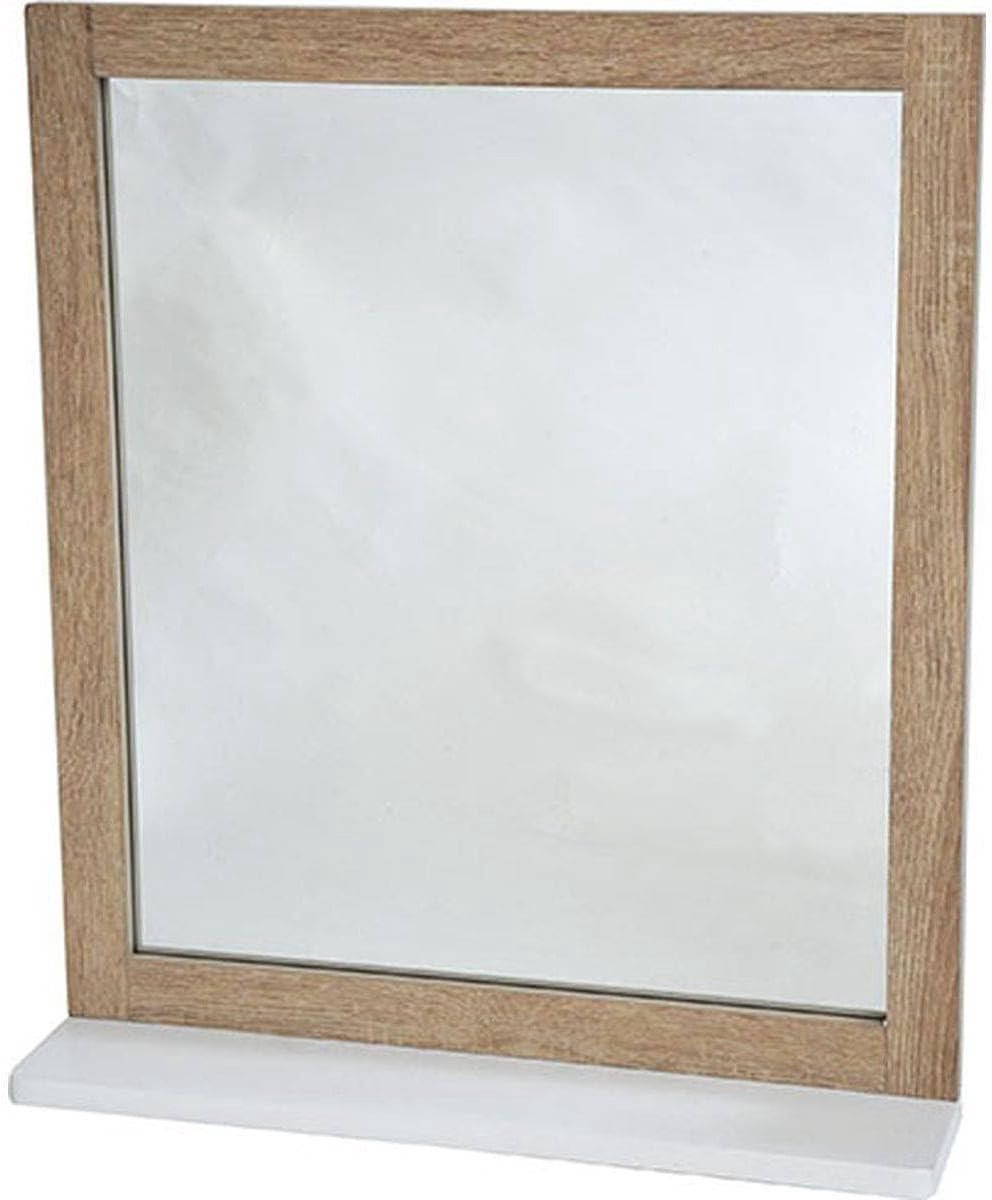 Stockholm MDF spiegel met plank, wit/eiken, 48 x 10 x 53,5 cm