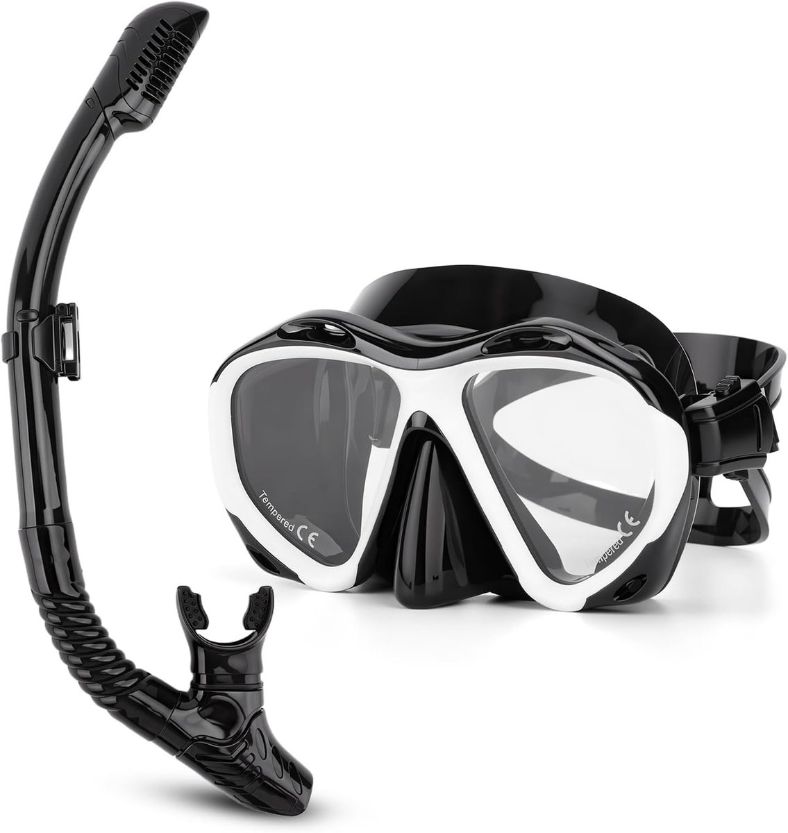 Snorkelset voor volwassenen, verstelbare snorkelbril met gezichtsmasker en droge snorkel voor duiken en zwemmen