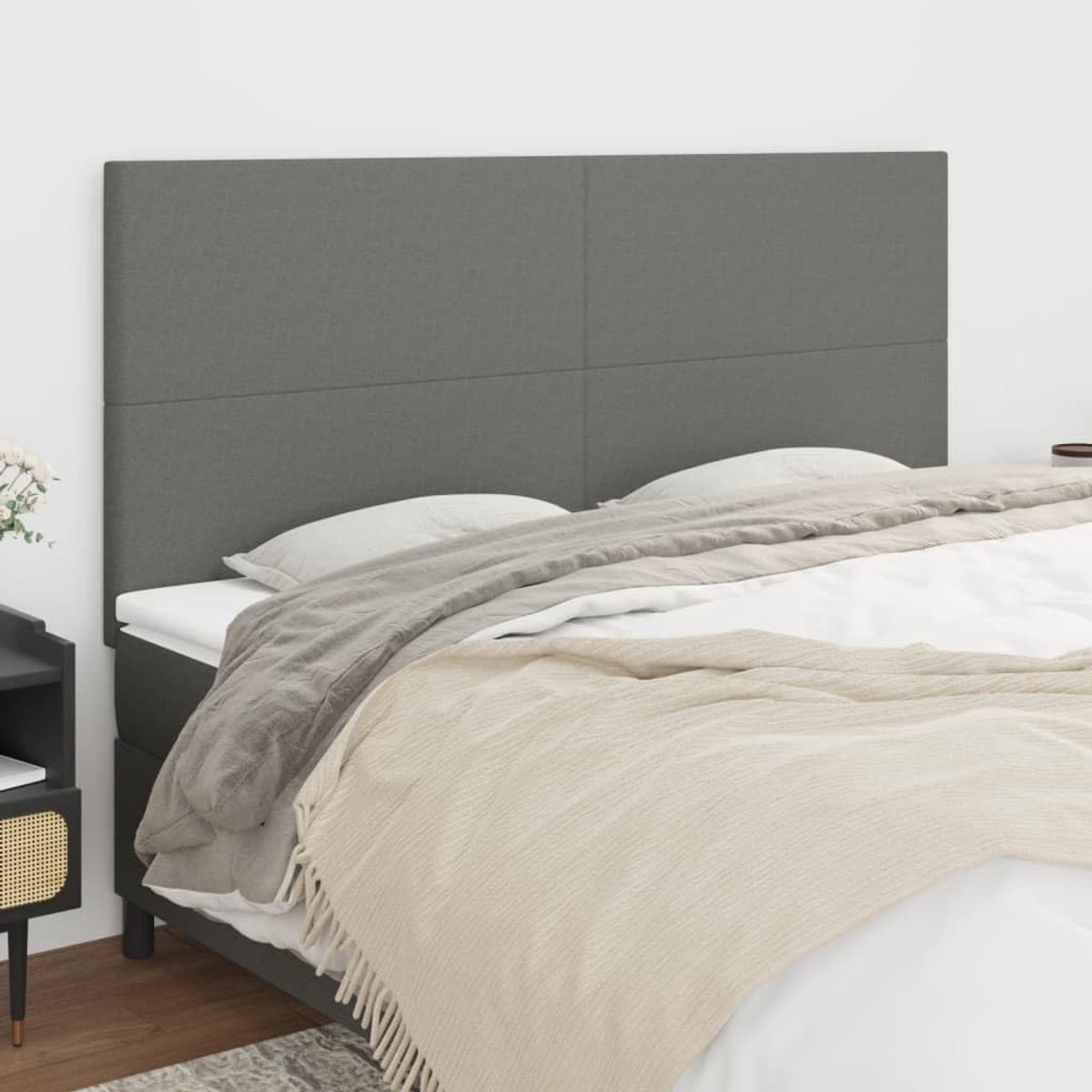 Hoofdsteunen 4 stuks donkergrijs 80 x 5 x 78/88 cm materiaal hoofdeinde voor slaapkamer slaapkamer meubels hotels