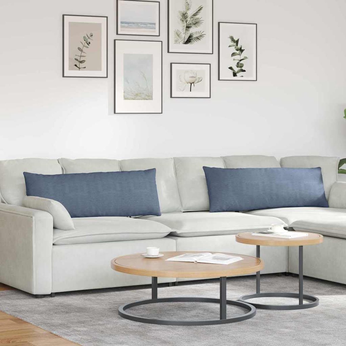 Bankkussen, 2 stuks, blauw, 120 x 40 cm, corduroy, kussen, blauw, decoratief kussen voor bank en woonkamer, met ritssluiting