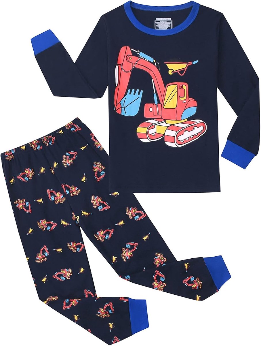pyjama Dinosaurus Graafmachine Lange mouw Katoen Winter Kerst Nachtkleding 3-9 jaar