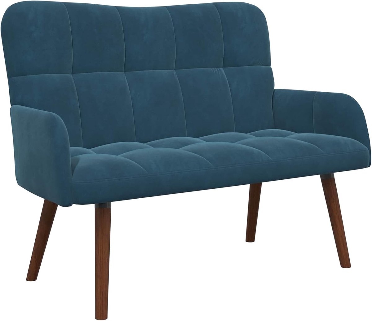 2-zitsbank blauw 115 x 61 x 87 cm fluweel (V), woonkamer gestoffeerde bank bank voor appartement kantoor logeerkamer slaapkamer 42028948
