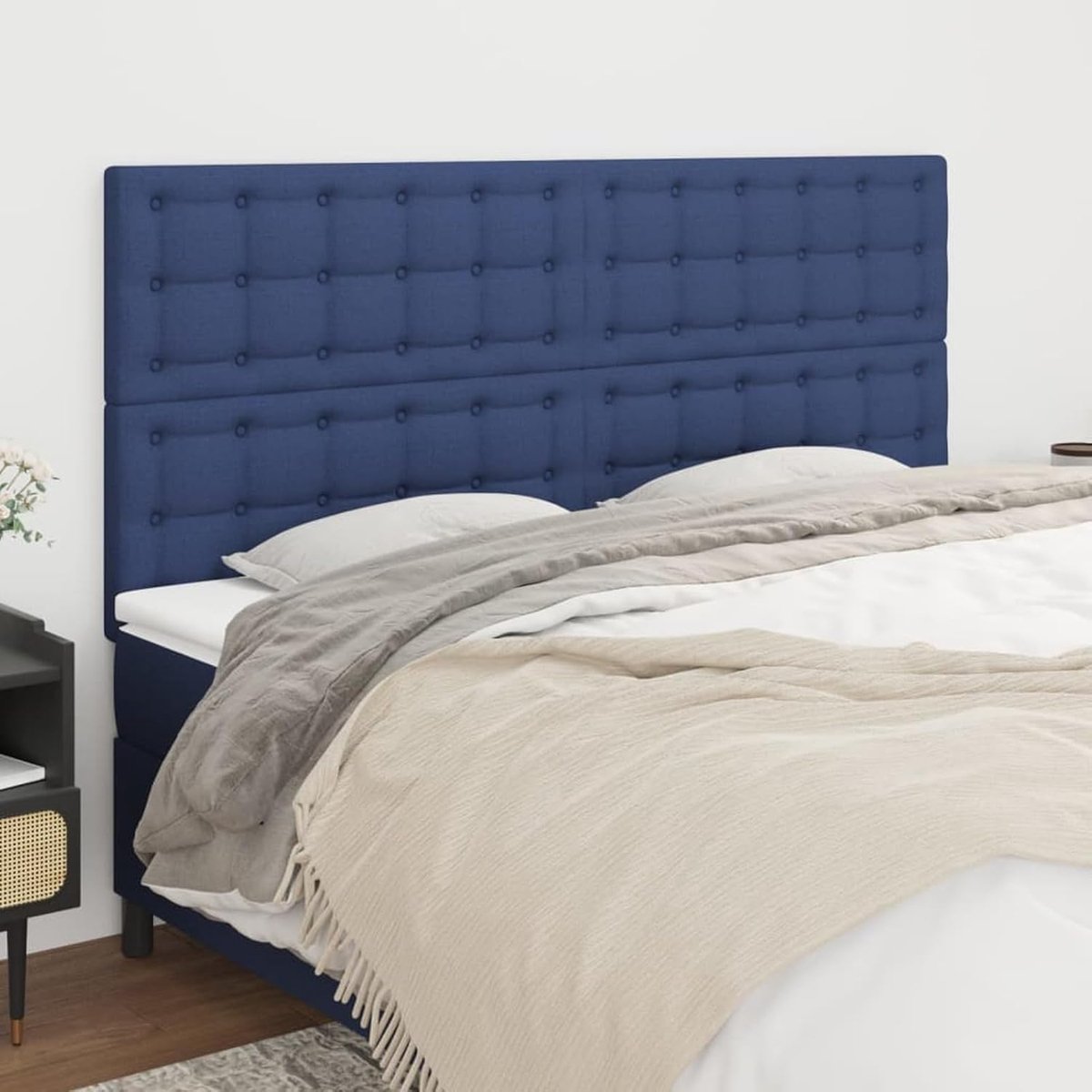 Hoofdbord 4 stuks. Blauw 80x5x78/88 cm stof, hoofdeinde voor boxspringbedden Slaapkamer Hotel-Design3116778