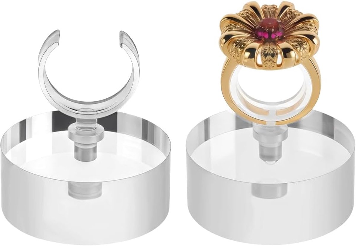 Dailygoods- Ringhouder Transparant - Ring Display - Sieradenhouder - Acryl - 2 Stuks - Hoogwaardige Kwaliteit - Ringdisplay