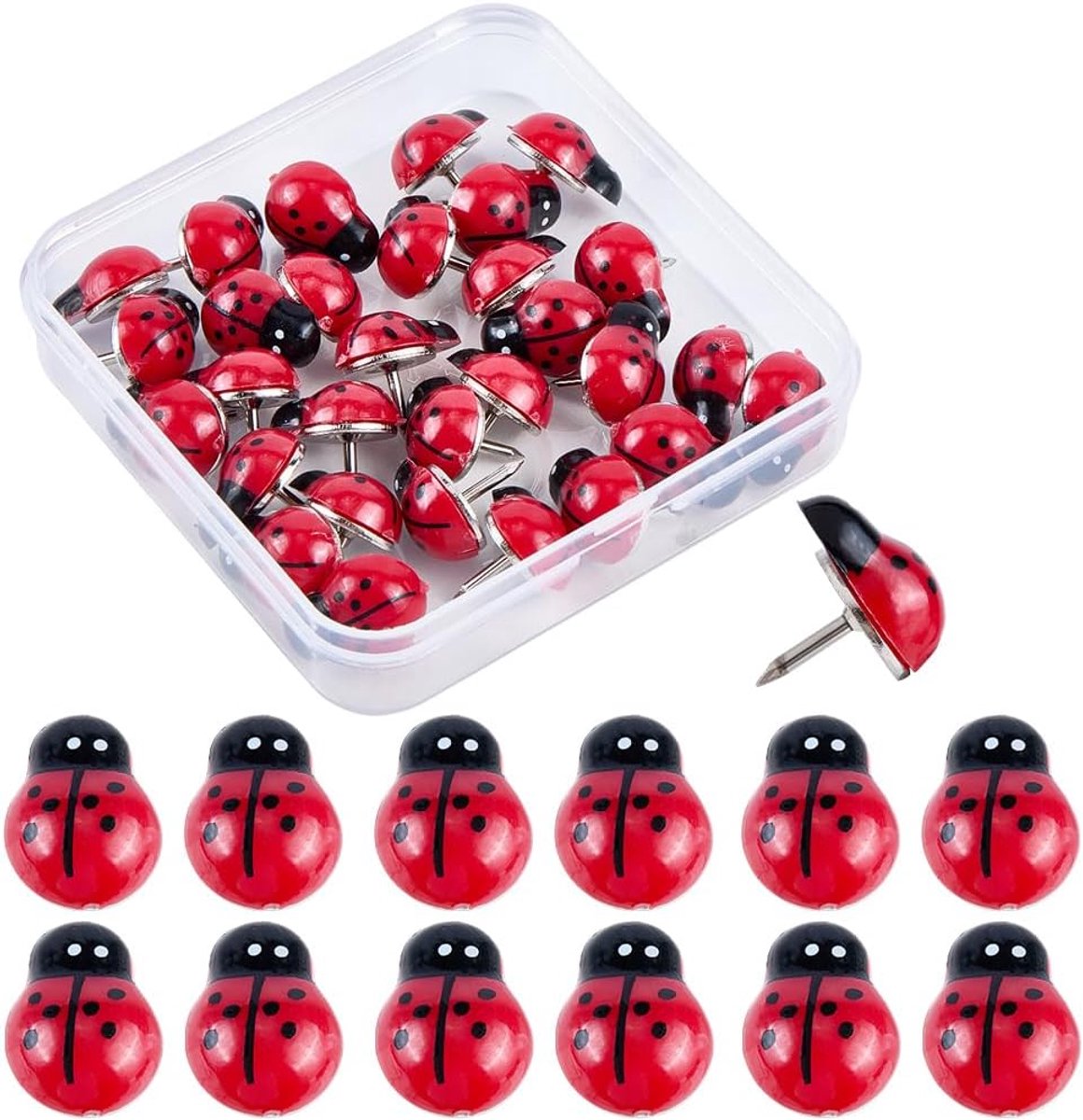 Dailygoods - 30 Stuks Lieveheersbeestje Thumbtacks voor Decoratie