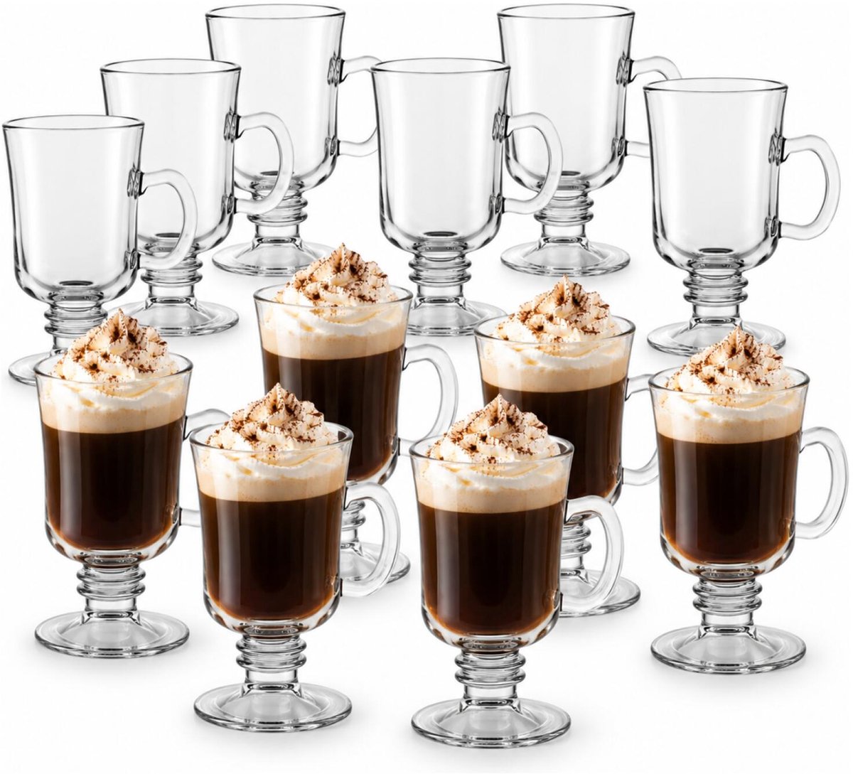 Uniglass Irish Coffee glazen - 12 stuks - 250 ml - glas - koffie glazen - op voet