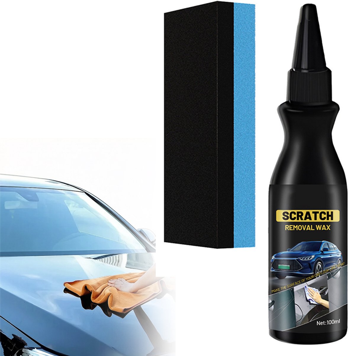 Reparatieset voor autokrassen - Krassenverwijderaar voor auto's - Krassencrème voor auto's - Autoreparatie & -onderhoud - Onderhoud & opknappen van autolak - 100 ml - Met spons – foto 5