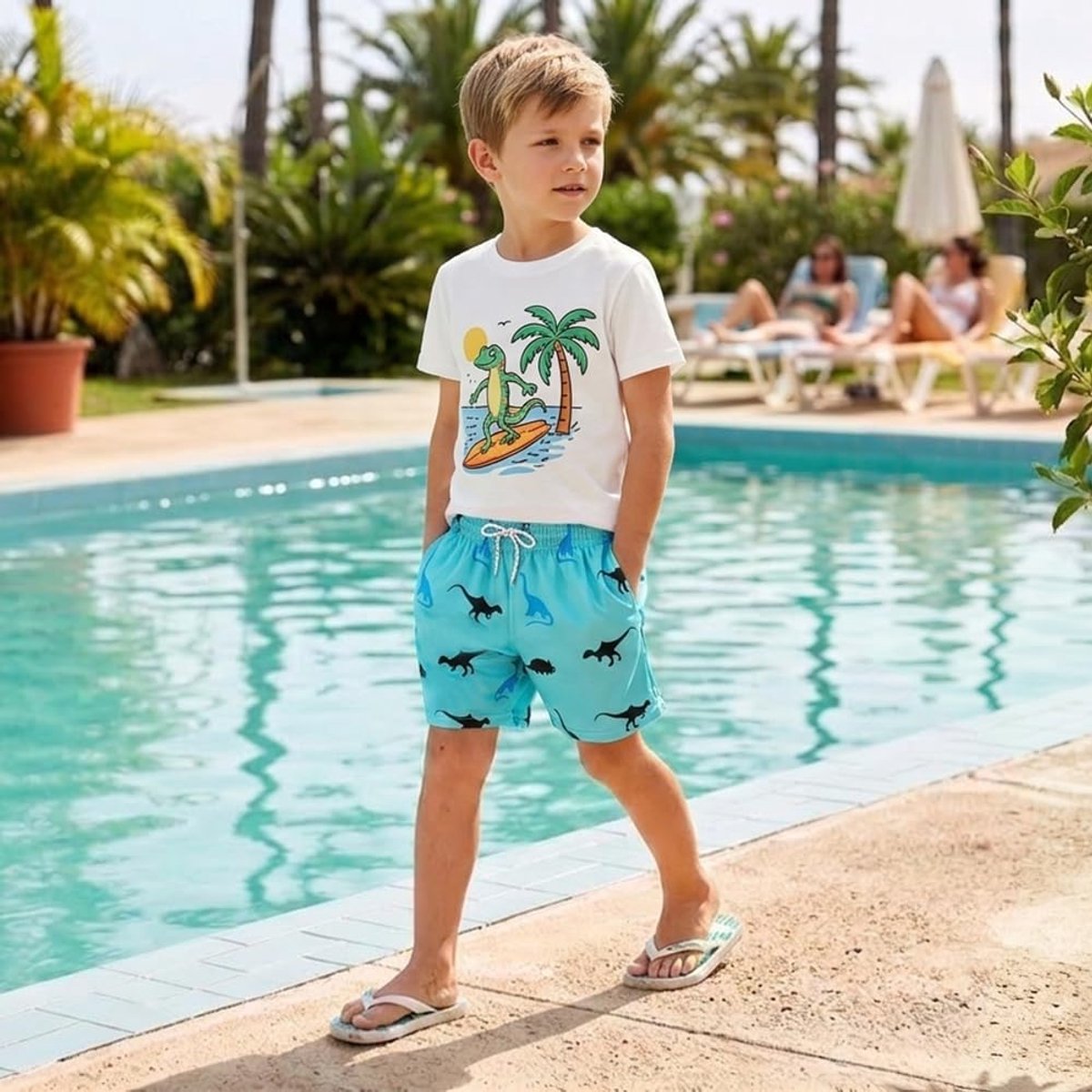 Zwemshorts Badmode Jongens,Hipster Boxershorts met Verstelbaar Trekkoord Snel Drogende Zwemboxer Zwembroek met Zakken Elastische Tailleband,Modeprints,voor kinderen van 7-12 jaar