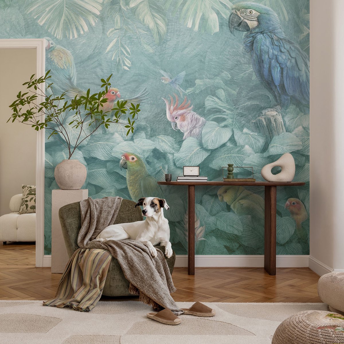 Coloray Vliesbehang - Groente Snellijm Behang - 104x70 cm - Exotische Vogels Muurschildering - Gang behang Dieren - Fotobehang Vlies - Gang behang