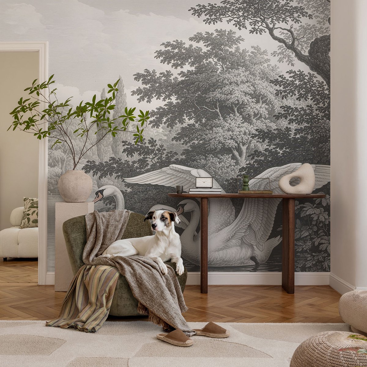 Coloray Vliesbehang - Zwart Snellijm Behang - 104x70 cm - De Elegantie Van De Natuur Muurschildering - Slaapkamer behang Landschappen - Fotobehang Vlies - Slaapkamer behang