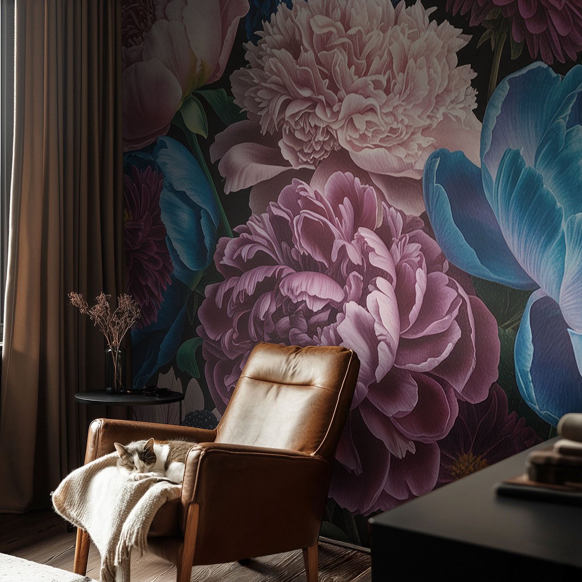 Coloray Vliesbehang - Roze Snellijm Behang - 104x70 cm - Kleurrijke Bloemen Muurschildering - Slaapkamer behang Bloemen En Planten - Fotobehang Vlies - Gang behang