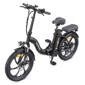 HillMiles MilePort 1 Vouwbare Elektrische Fiets 20 inch Fatband, 250W motor, 36V 13Ah batterij, bereik tot 100km, 7 versnellingen, voorvorkvering, mechanische schijfrem, voor woon-werkverkeer en stadsritten, Zwart