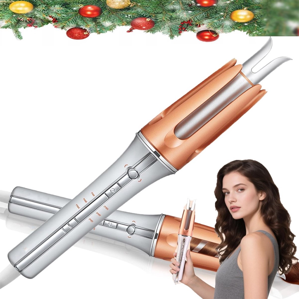 Automatische Krultang Van 25 mm Met Keramische Coating – 3 Temperatuurstanden En Bediening Met één Knop – 60 Seconden Automatisch Krullen En 360° Draaibaar Snoer – Geïsoleerde Punt En Dubbele Spanning 100-240V – Voor Middellang Tot Lang Haar