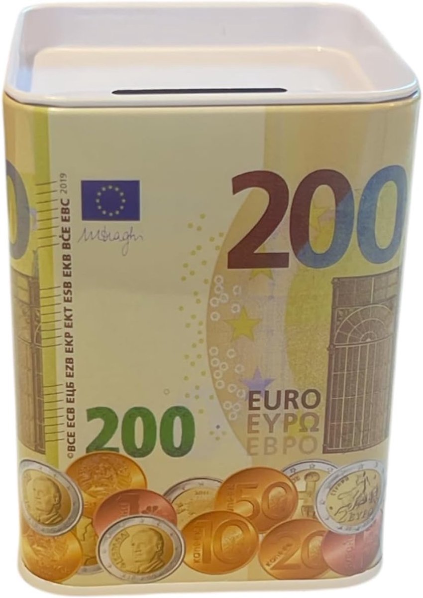 Spaarpot voor kinderen in levendige kleuren. Originele spaarpot van blik met deksel, spaarpot die ook kan worden gebruikt als pennendoos.