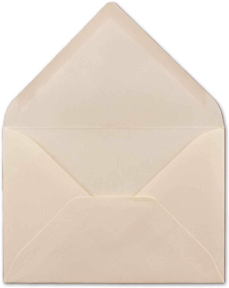 25 enveloppen DIN B6 crème, 12,5 x 17,5 cm, 80 g/m², natte plakrand, postenveloppen zonder venster voor uitnodigingen