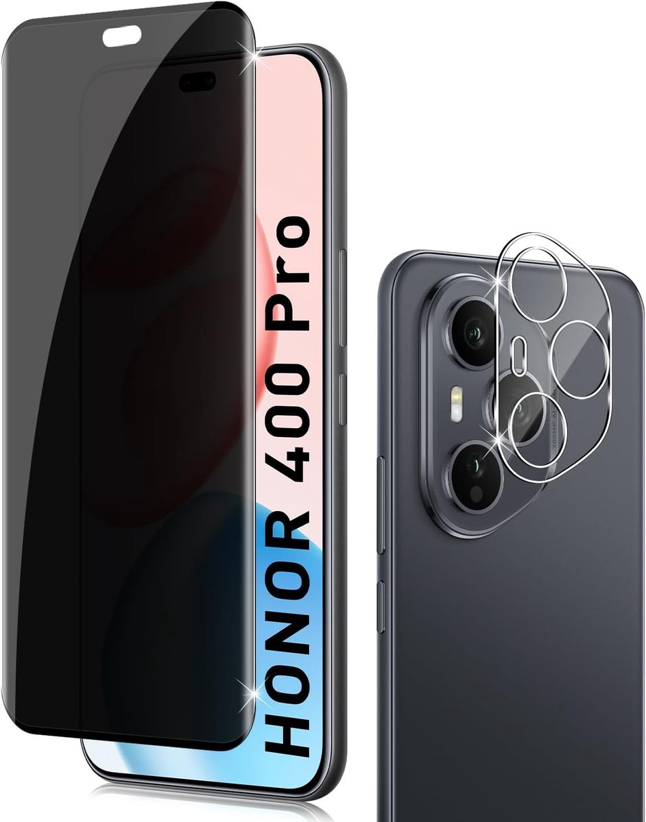 Beschermfolie voor Honor 400 Pro, bescherming tegen inkijk, voor pantserglas en camera beschermfolie, [1+1 stuks] 3D anti-spy privacy privacyfolie beschermen displaybeschermfolie privacy