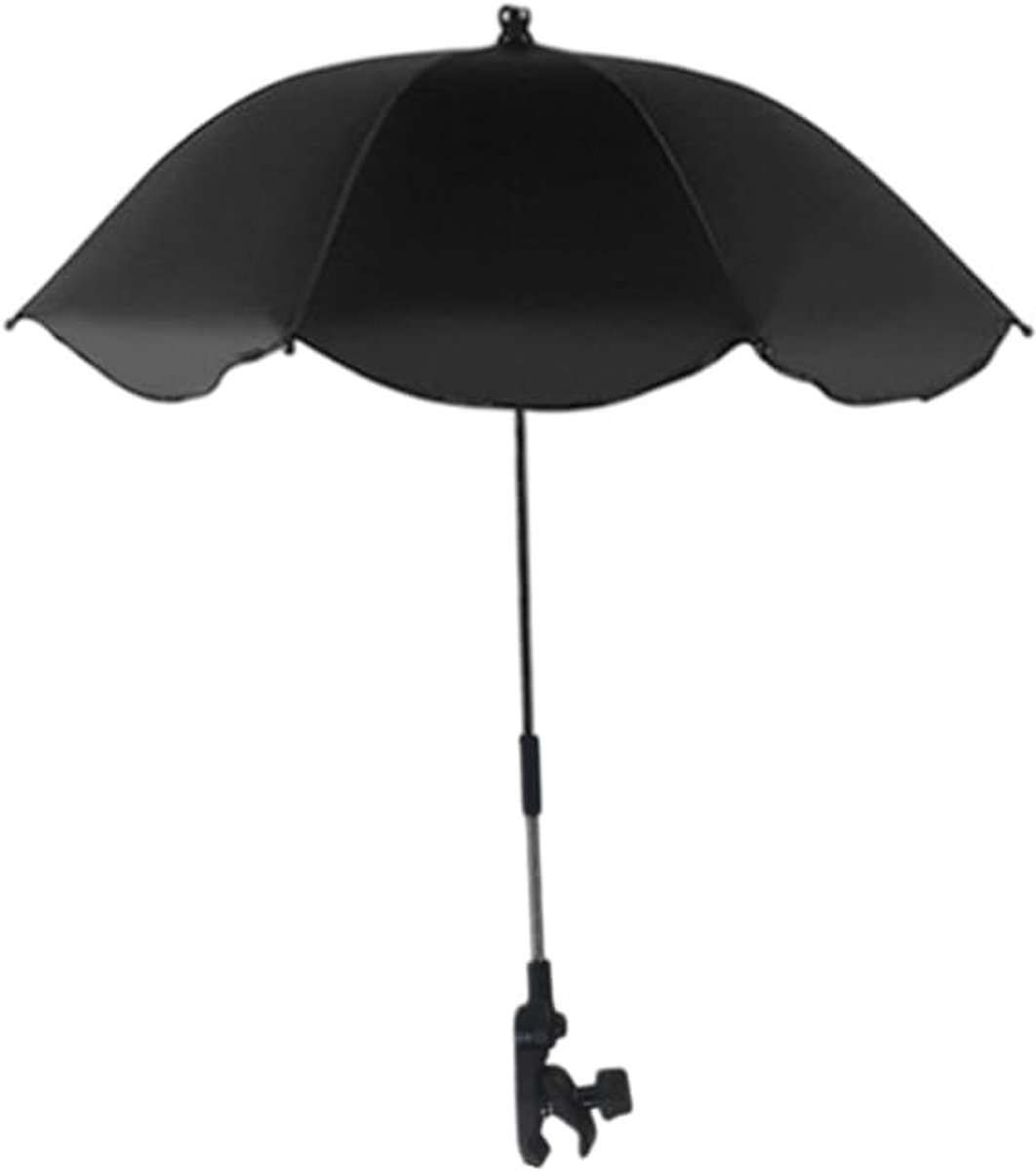 Zonnescherm voor kinderwagen met kliksluiting – 360° UV-bescherming, waterdicht, universeel zonnescherm voor kinderwagen-87*66cm,Zwart