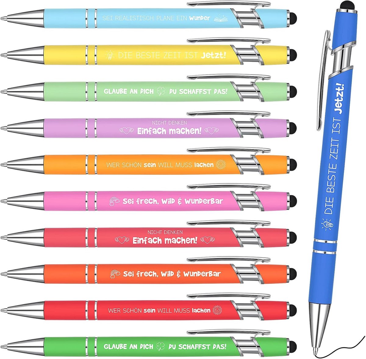 Balpennen, gegraveerde, intrekbare balpen met inspirerende citaten, motiverende pennen met zwarte inkt, grappige balpennen voor collega's, geschenkexamen