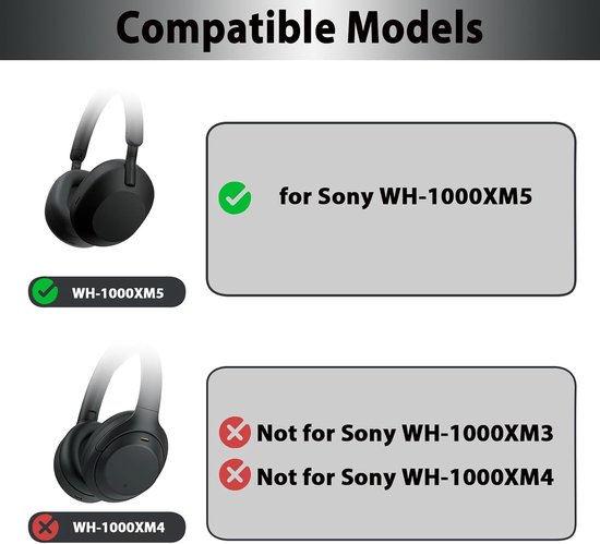 Beschermende oordopjes voor Sony WH-1000XM5, verbeterde siliconen oorhoezen voor Sony WH-1000XM5 draadloze hoofdtelefoon, strakke pasvorm, zweetbestendig, gemakkelijk wasbaar - zwart — afbeelding 2