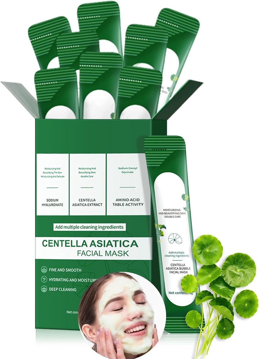 Bubble Mask, mee-eterverwijderaar, vochtinbrengende hydratatie, poriën verkleinen, gezichtsmasker voor vrouwen en mannen, hydrateert Centella Asiatica verzachtende huid, verbetert de ruwe