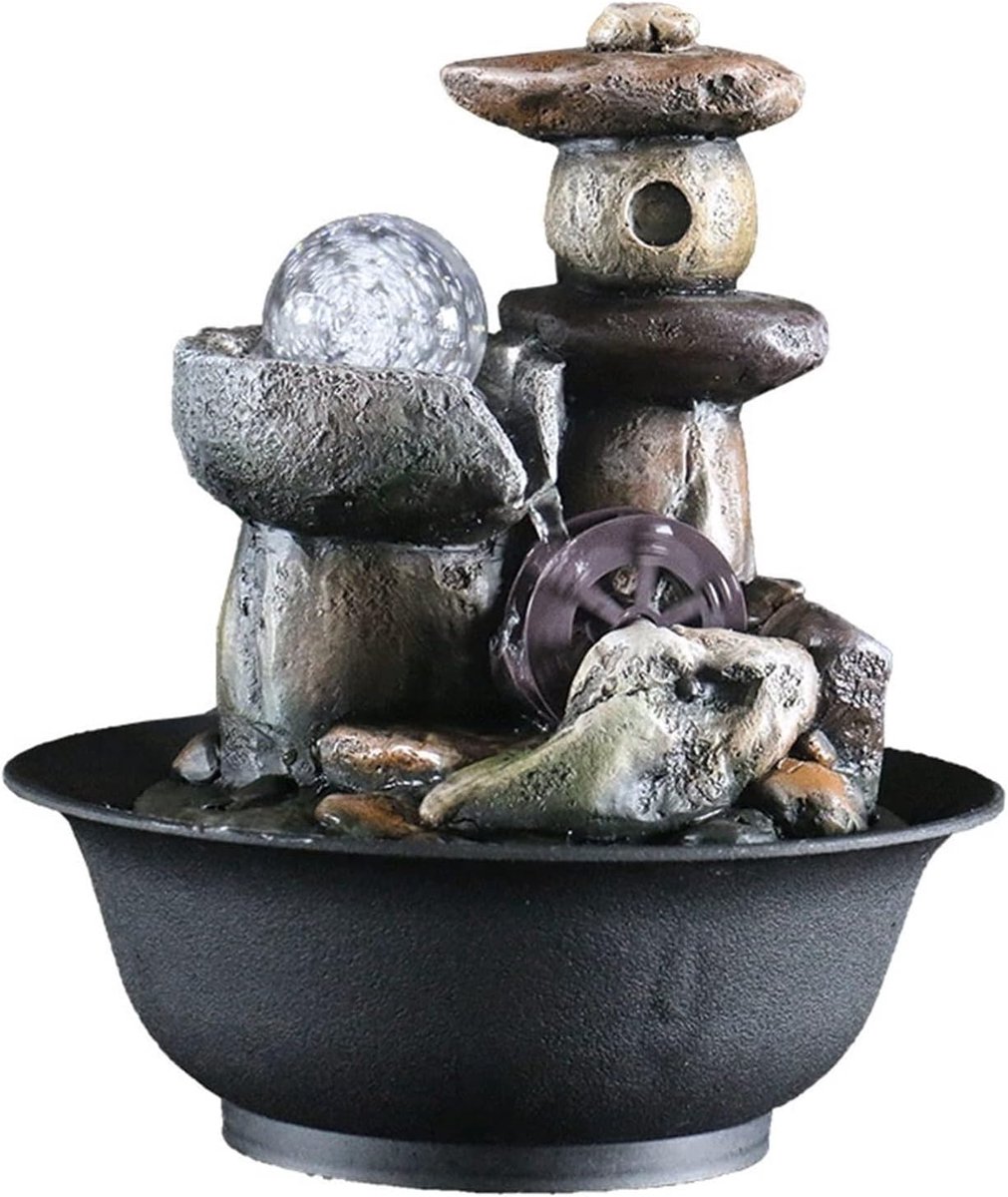 Fontein/Waterfontein Eenvoudig Indoor Rotstuin Waterfontein Woonkamer Studie Desktop Ornament Feng Shui Bal Kantoor Feng Shui Wiel Decoratie Tafelblad Waterfonteinen good