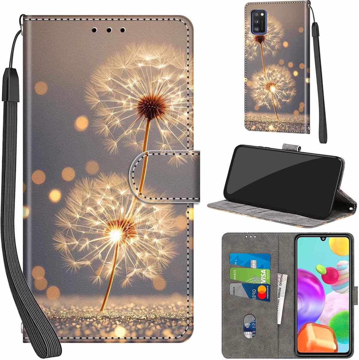 Portemonnee Telefoonhoes voor Samsung Galaxy A41 Paardenbloem